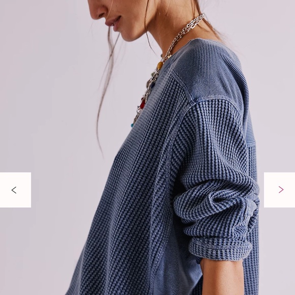 Free People One Blake Waffle Knit Pullover in Dark Denim - Size Small NWOT - Picture 4 of 8